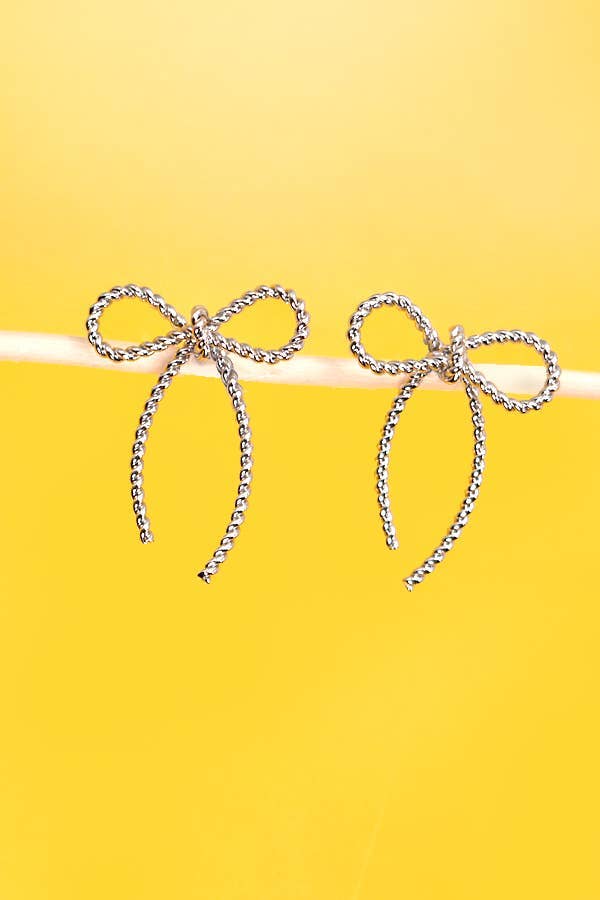 Rope Bow Earrings - Silver