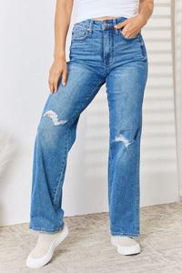 Judy Blue High Waist Distressed Straight-Leg Jeans ONLINE EXCLUSIVE