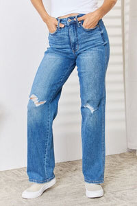 Judy Blue High Waist Distressed Straight-Leg Jeans ONLINE EXCLUSIVE