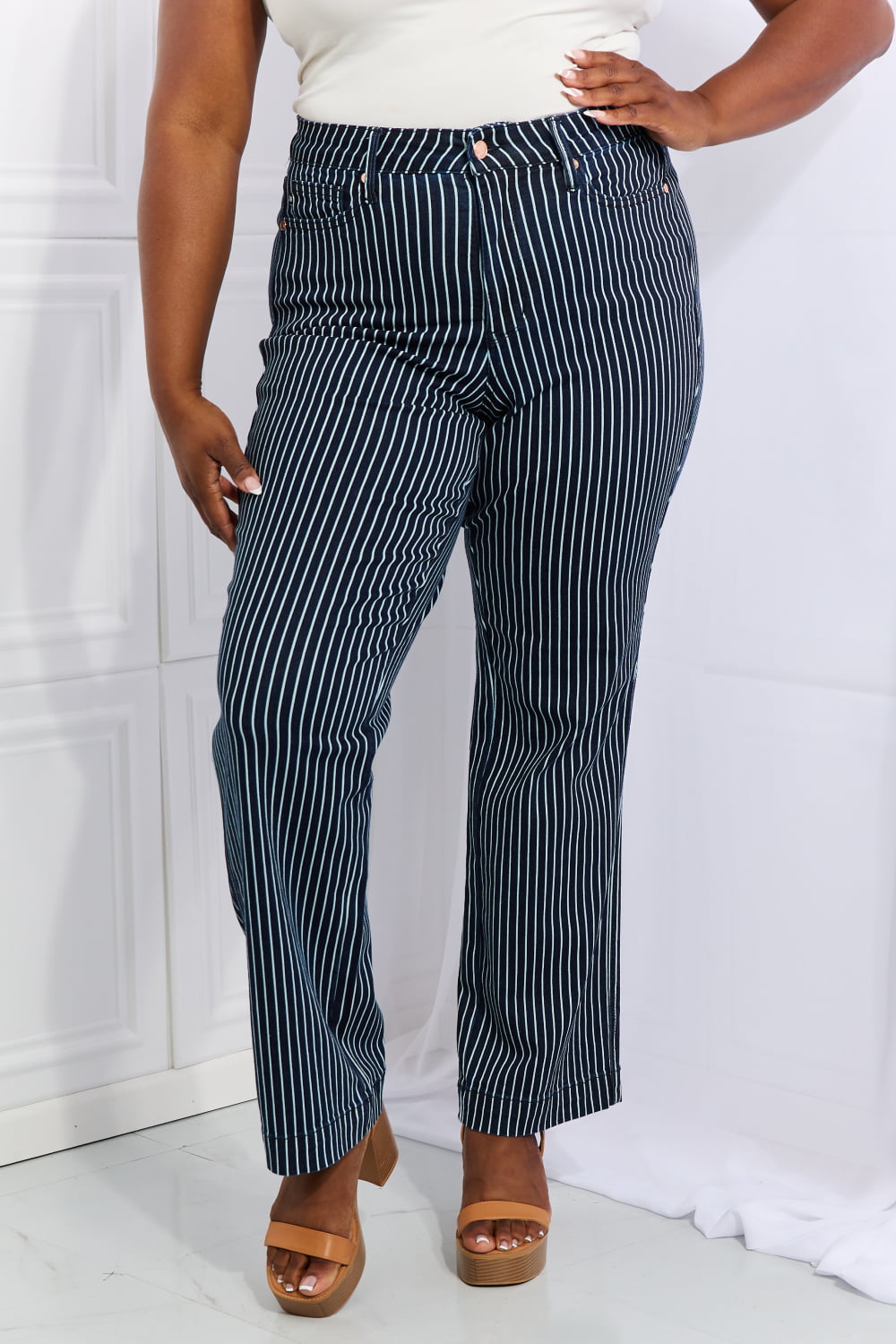 Chambray Stripe Trousers | Apricot Clothing