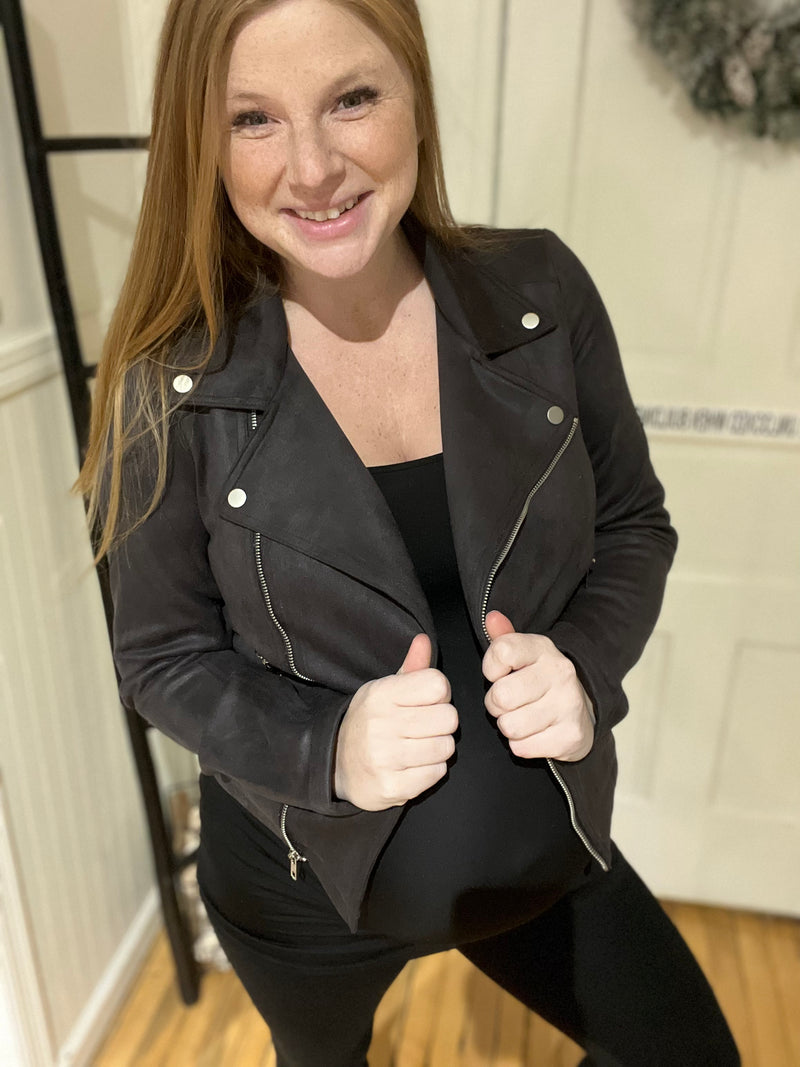 Ashley Black Suede Moto Jacket
