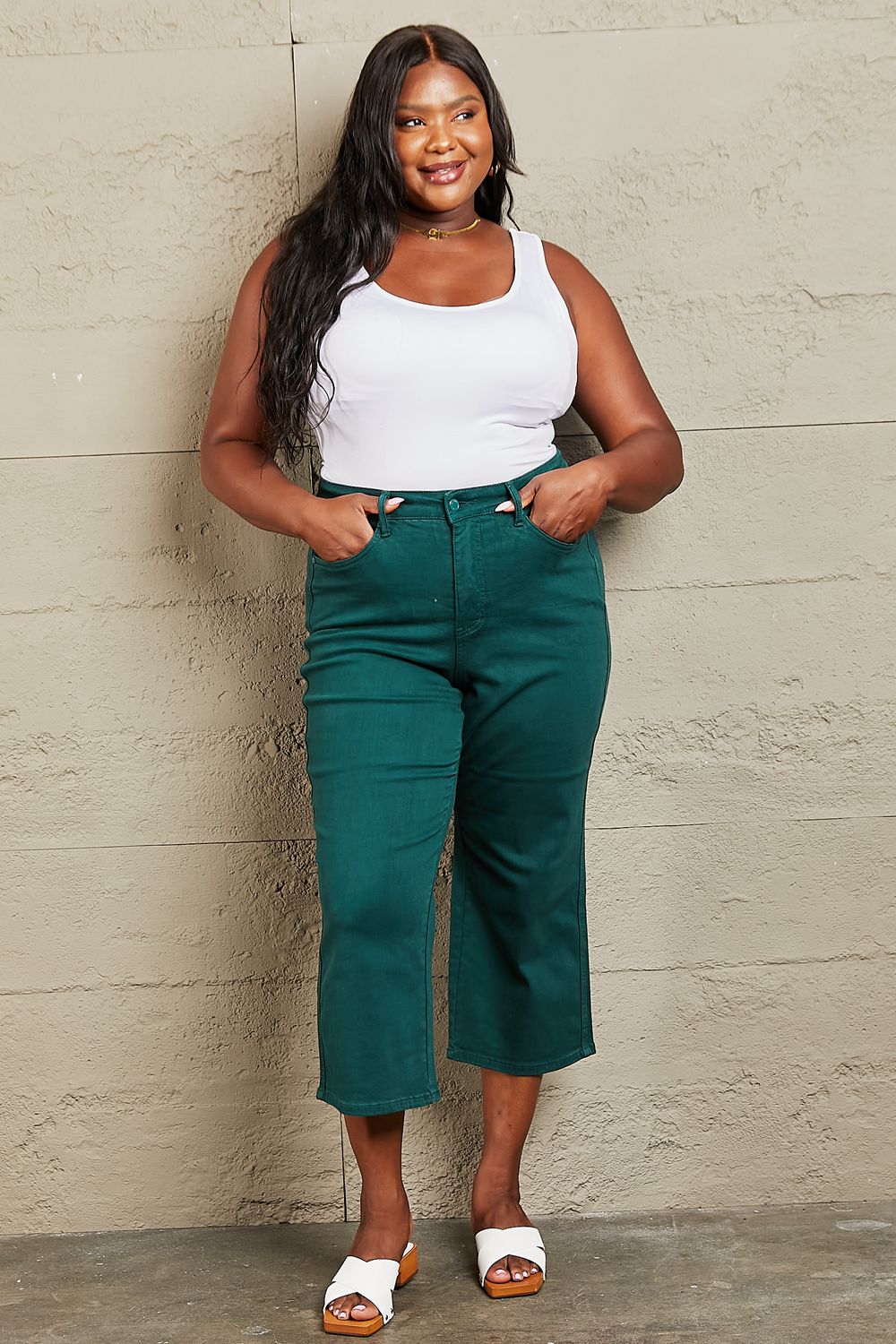 Plus size high 2024 waisted wide leg jeans