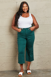 Judy Blue Tummy Control High Waisted Cropped Wide Leg Jeans - ONLINE ONLY DS