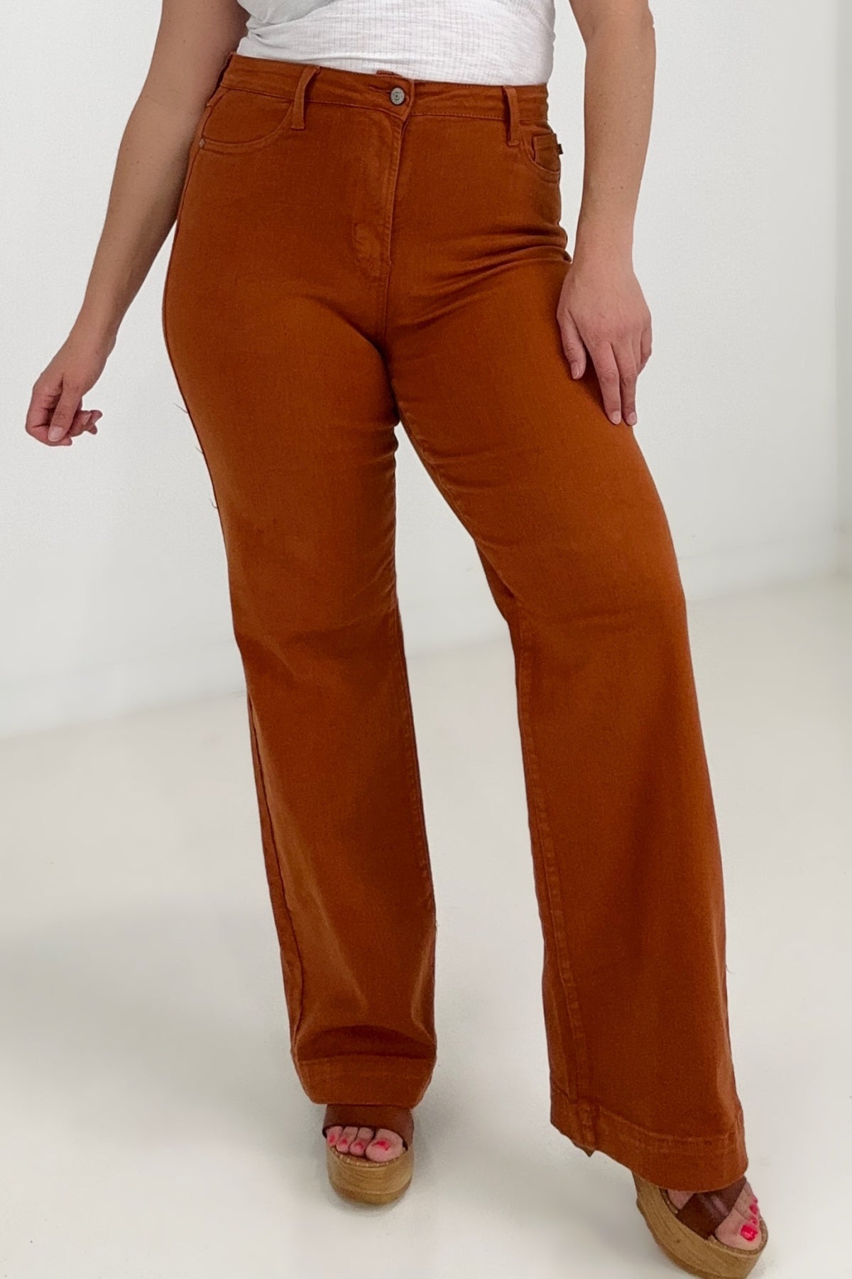 Tall Women's Orange Wide Leg Pants |Tall Clothing | Prissy Duck