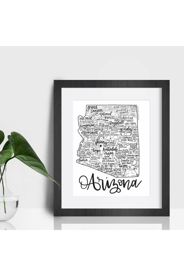 Arizona State Print-Hand Lettered State Print- Arizona State Gift-Prints-Wild & Precious