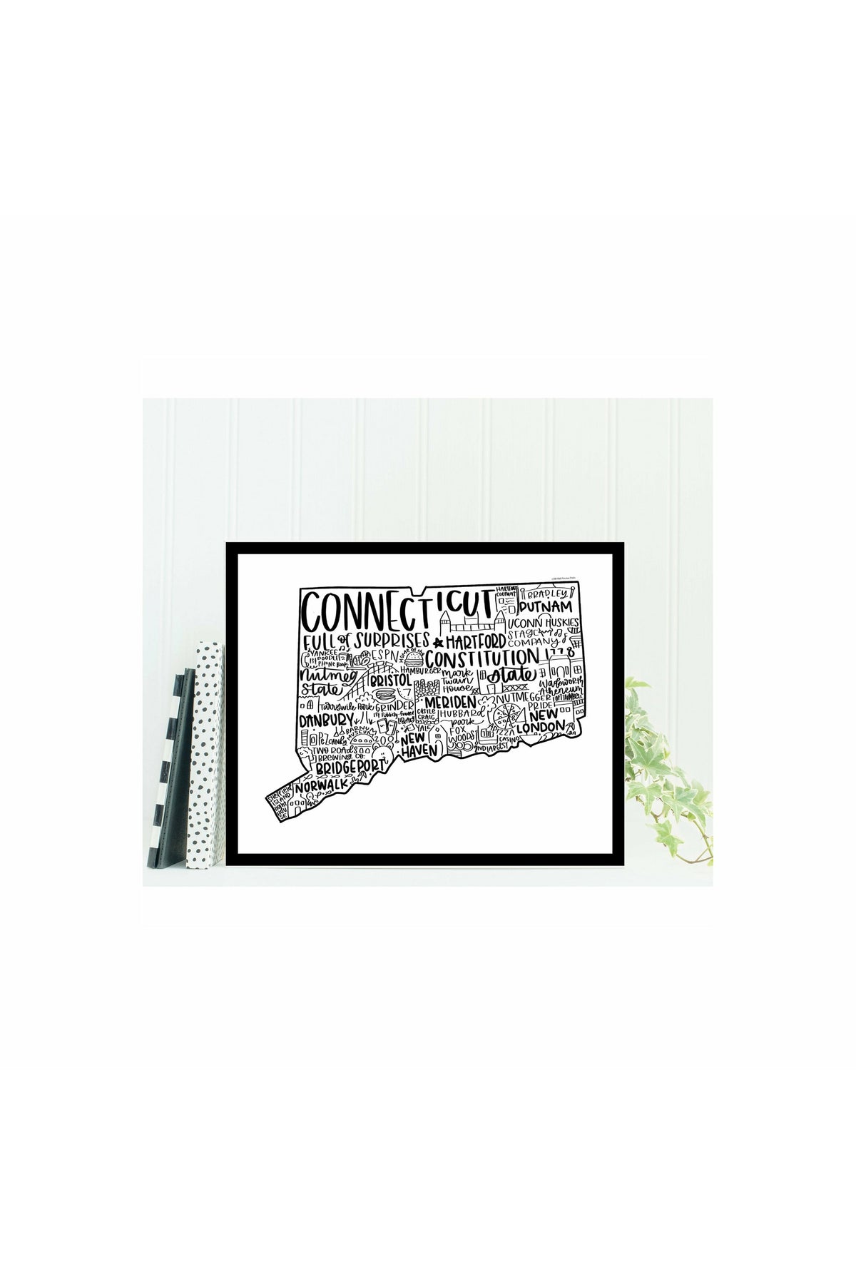 Connecticut State Print-Hand Lettered State Print- Connecticut State Gift-Prints-Wild & Precious