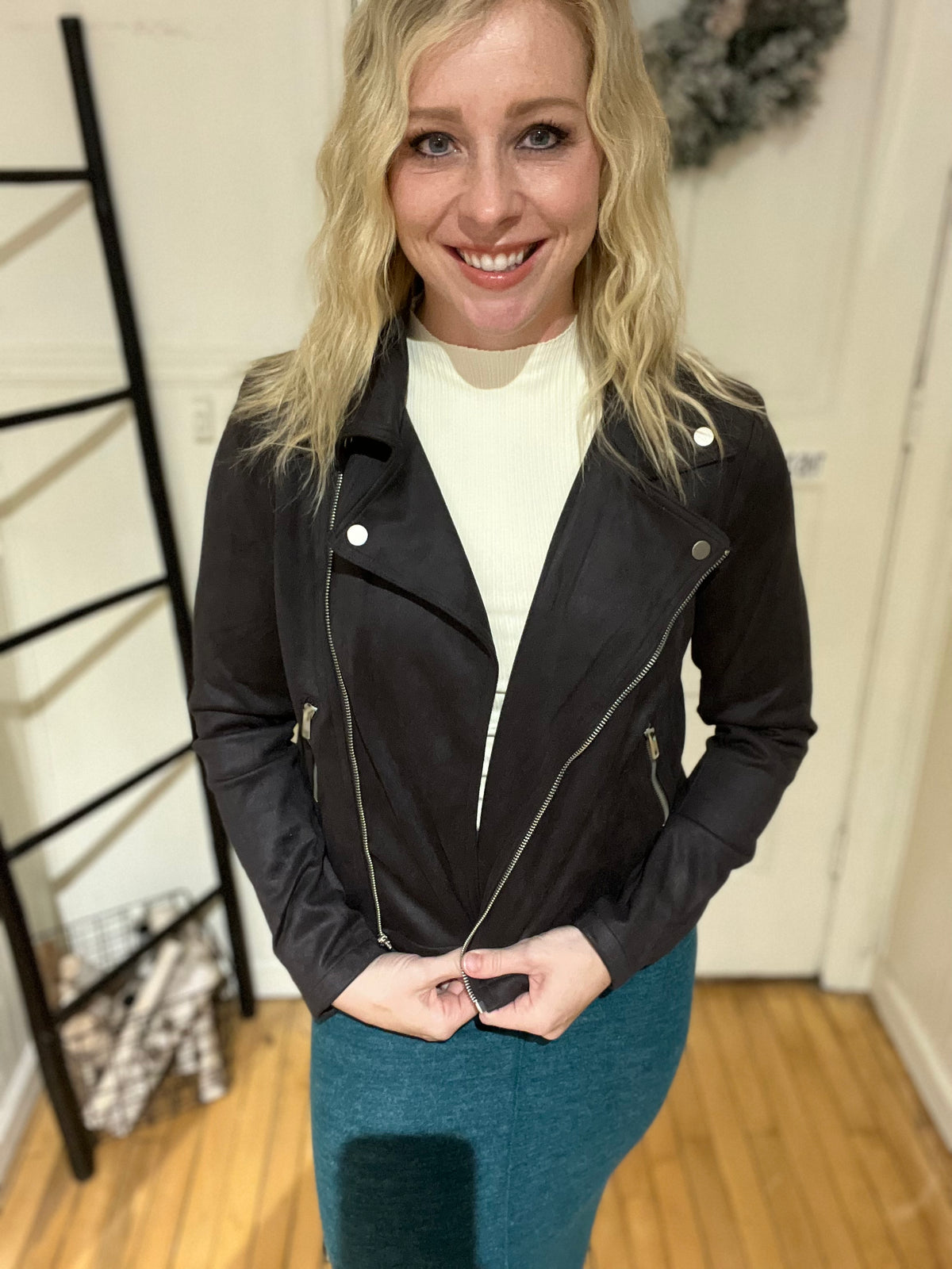 Ashley Black Suede Moto Jacket