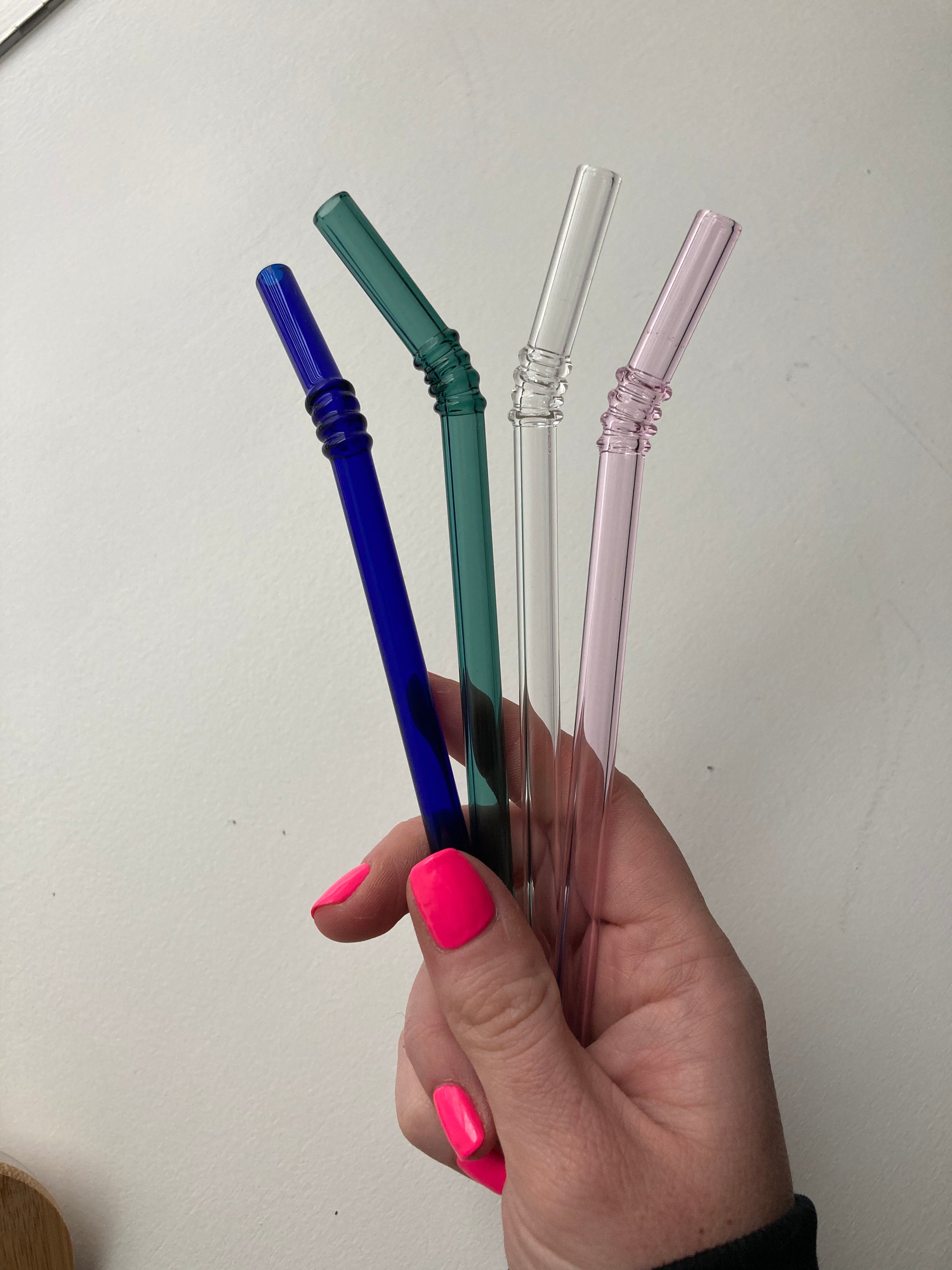  Hiware Reusable Glass Straws Set, 4-piece Drinking