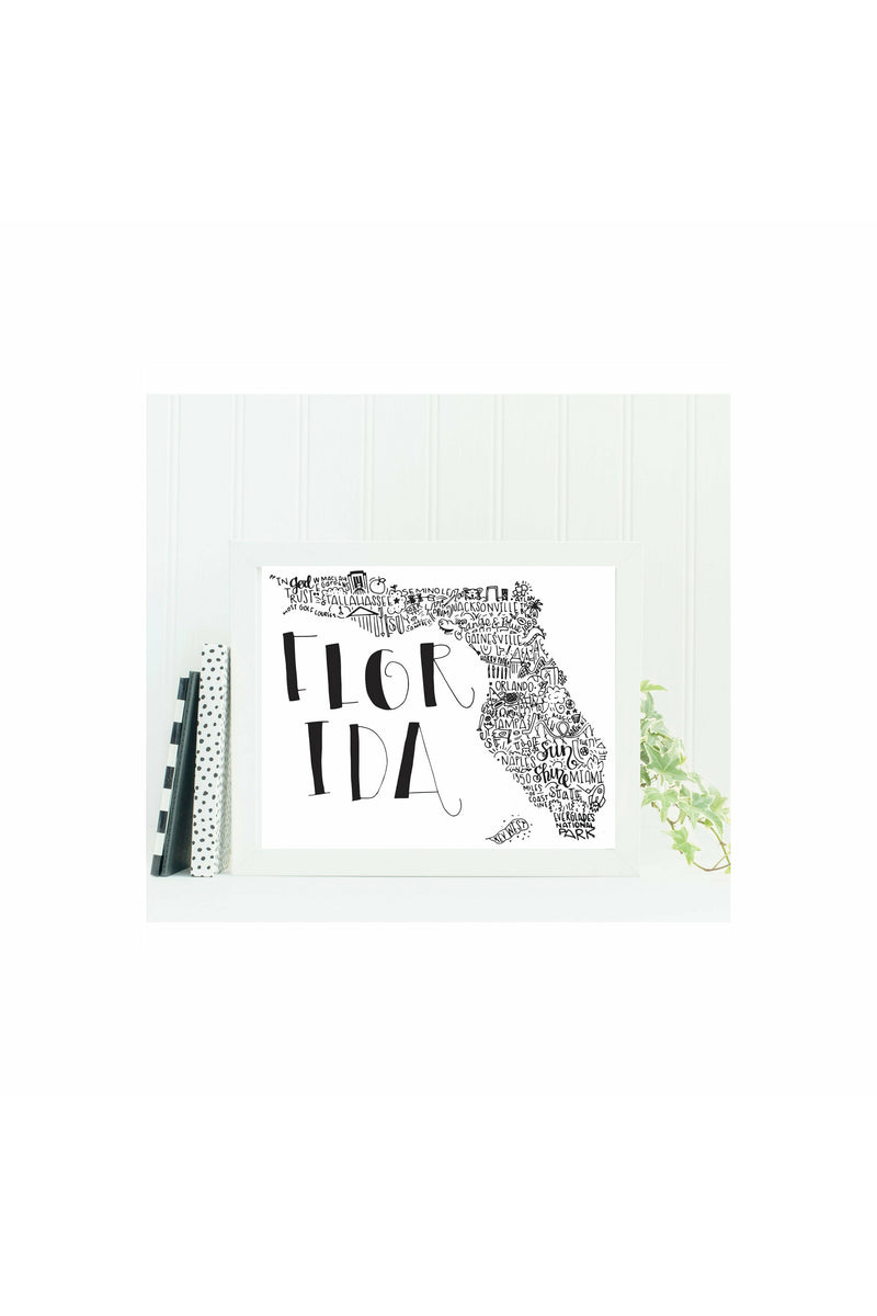 FLorida Print-Hand Lettered State Print- Florida State Gift-Prints-Wild & Precious