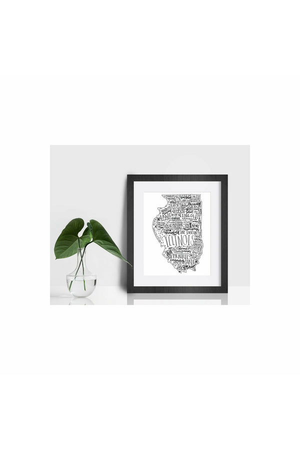 Illinois State Print-Hand Lettered State Print- Illinois State Gift-Prints-Wild & Precious