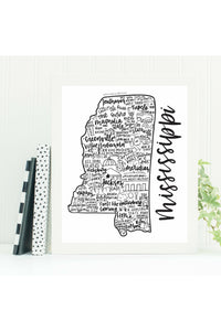 Mississippi State Print -Hand Lettered State Print- Mississippi State Gift-Prints-Wild & Precious