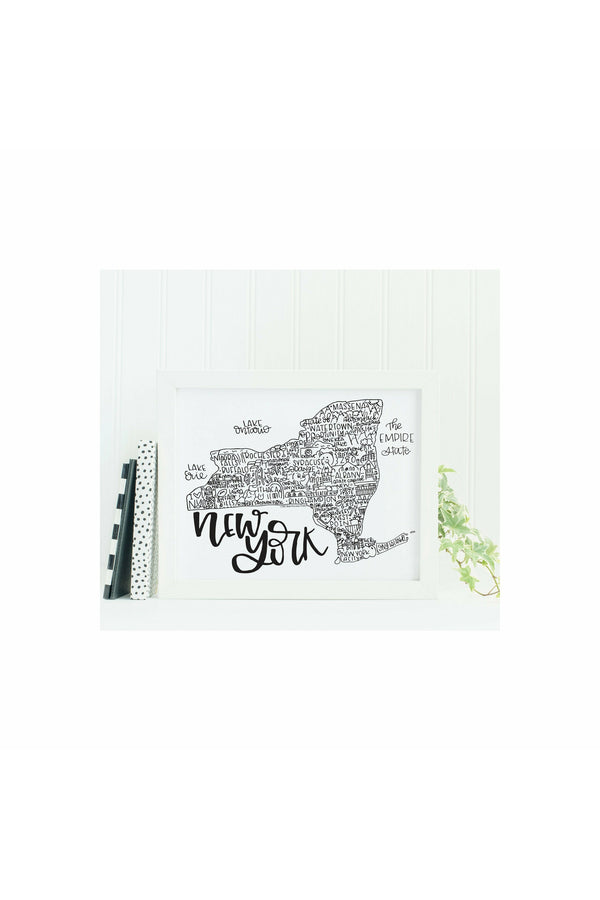 New York State Print-Hand Lettered State Print- Nebraska State Gift-Prints-Wild & Precious