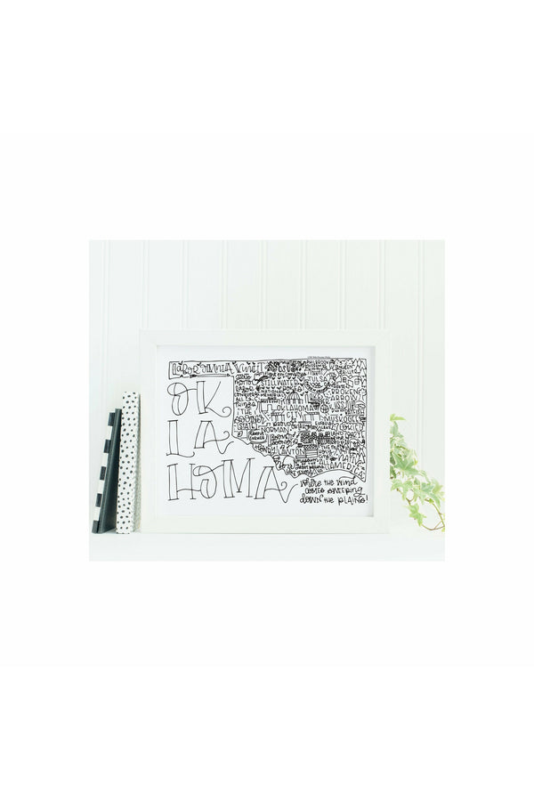 Oklahoma State Print-Hand Lettered State Print- Oklahoma State Gift-Prints-Wild & Precious