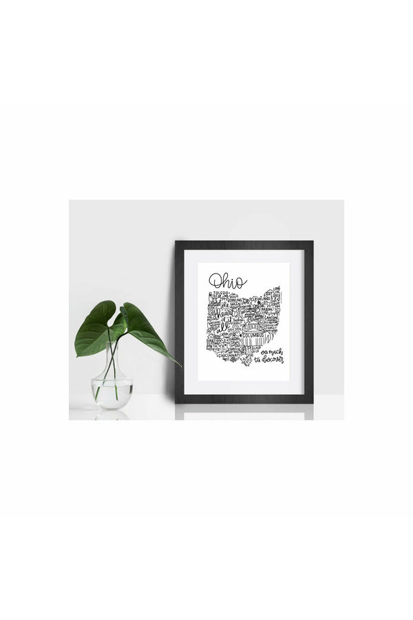Ohio State Print-Hand Lettered State Print- Ohio State Gift-Prints-Wild & Precious