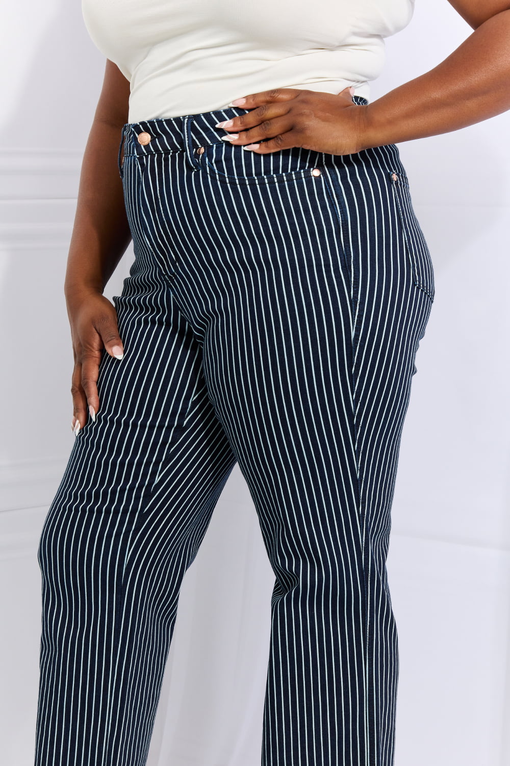 Judy Blue Tummy Control Striped Straight Jeans - Online Only DS – Wild &  Precious