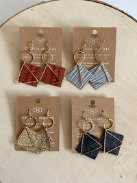 Leather Triangle Dangle Earrings - Assorted Colors