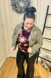 Wine Velvet Floral Top